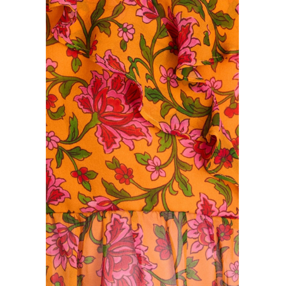 Veronica Beard Randa Floral Surplice Silk Top Orange Floral Size 4 MSRP $378 - Picture 2 of 2